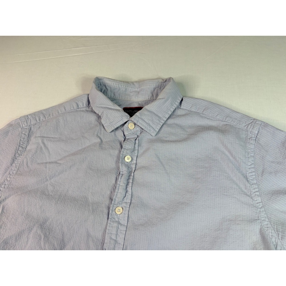 UNTUCKit Mens Short Sleeve Button Down‎ Shirt Large Slim Fit Blue